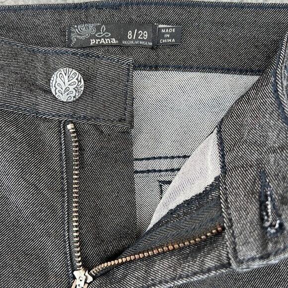 Prana Denim Pants Womens 8/29 (32x31) Black Dark Wash Straight Leg - Picture 9 of 11